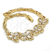 Oro Laminado Fancy Bracelet, Gold Filled Style Butterfly and Fish Design, with White Cubic Zirconia, Polished, Golden Finish, 03.316.0007.07 (05 MM Thickness, 7 Inches Length)