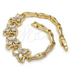 Oro Laminado Fancy Bracelet, Gold Filled Style Butterfly and Fish Design, with White Cubic Zirconia, Polished, Golden Finish, 03.316.0007.07 (05 MM Thickness, 7 Inches Length)