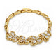 Pulsera Elegante 03.316.0007.07 Oro Laminado, Diseño de Mariposa y Pescado, con Zirconia Cubica Blanca, Pulido, Tono Dorado (Grosor 05 MM, 7 Pulgadas de Largo)