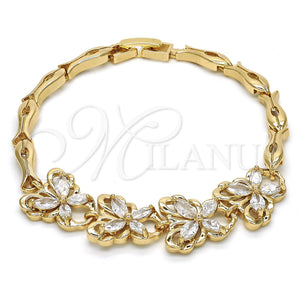 Gold Filled Bracelet — Fancy Bracelet Butterfly and Fish Design with White — main product view — SKU 121459 | Oro Laminado brazalete — elegante Bracelet Butterfly and Fish diseño with blanco — SKU 121459