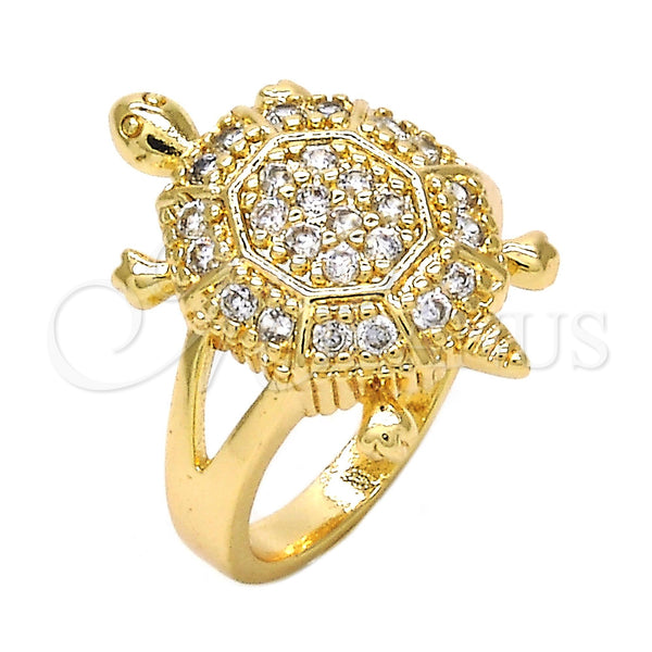 Gold Filled Ring — Multi Stone Ring Turtle Design with White Cubic — main product view — SKU 121467 | Oro Laminado anillo — Multi Stone Ring Turtle diseño with blanco Cubic — SKU 121467
