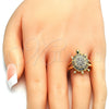 Oro Laminado Multi Stone Ring, Gold Filled Style Turtle Design, with White Cubic Zirconia, Polished, Golden Finish, 01.210.0063.08 (Size 8)