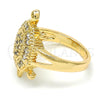 Oro Laminado Multi Stone Ring, Gold Filled Style Turtle Design, with White Cubic Zirconia, Polished, Golden Finish, 01.210.0063.08 (Size 8)