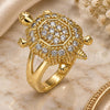 Oro Laminado Multi Stone Ring, Gold Filled Style Turtle Design, with White Cubic Zirconia, Polished, Golden Finish, 01.210.0063.09 (Size 9)