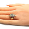 Oro Laminado Multi Stone Ring, Gold Filled Style Turtle Design, with Multicolor Cubic Zirconia, Polished, Golden Finish, 01.210.0063.1.08 (Size 8)