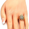 Oro Laminado Multi Stone Ring, Gold Filled Style Turtle Design, with Multicolor Cubic Zirconia, Polished, Golden Finish, 01.210.0063.1.08 (Size 8)