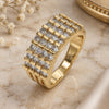 Oro Laminado Multi Stone Ring, Gold Filled Style with White Cubic Zirconia, Polished, Golden Finish, 01.210.0064.07 (Size 7)