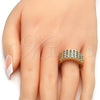 Oro Laminado Multi Stone Ring, Gold Filled Style with White Cubic Zirconia, Polished, Golden Finish, 01.210.0064.08 (Size 8)
