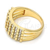 Oro Laminado Multi Stone Ring, Gold Filled Style with White Cubic Zirconia, Polished, Golden Finish, 01.210.0064.08 (Size 8)