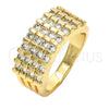Oro Laminado Multi Stone Ring, Gold Filled Style with White Cubic Zirconia, Polished, Golden Finish, 01.210.0064.08 (Size 8)