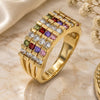 Oro Laminado Multi Stone Ring, Gold Filled Style with Multicolor Cubic Zirconia, Polished, Golden Finish, 01.210.0064.1.07 (Size 7)