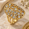 Oro Laminado Multi Stone Ring, Gold Filled Style Heart and Teardrop Design, with White Cubic Zirconia, Polished, Golden Finish, 01.210.0065.07 (Size 7)