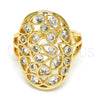 Oro Laminado Multi Stone Ring, Gold Filled Style Heart and Teardrop Design, with White Cubic Zirconia, Polished, Golden Finish, 01.210.0065.08 (Size 8)