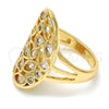 Oro Laminado Multi Stone Ring, Gold Filled Style Heart and Teardrop Design, with White Cubic Zirconia, Polished, Golden Finish, 01.210.0065.08 (Size 8)