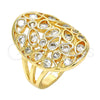 Oro Laminado Multi Stone Ring, Gold Filled Style Heart and Teardrop Design, with White Cubic Zirconia, Polished, Golden Finish, 01.210.0065.08 (Size 8)