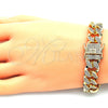 Oro Laminado Fancy Bracelet, Gold Filled Style with White Cubic Zirconia, Polished, Golden Finish, 03.284.0015.08