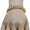 Oro Laminado Fancy Bracelet, Gold Filled Style with White Cubic Zirconia, Polished, Golden Finish, 03.284.0015.08
