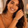 Oro Laminado Fancy Bracelet, Gold Filled Style with White Micro Pave, Polished, Golden Finish, 03.284.0015.08 (13 MM Thickness, 8 Inches Length)