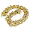 Oro Laminado Fancy Bracelet, Gold Filled Style with White Micro Pave, Polished, Golden Finish, 03.284.0015.08 (13 MM Thickness, 8 Inches Length)