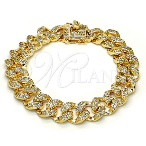 Gold Filled Bracelet — Fancy Bracelet with White Micro Pave Polished 03. — main product view — SKU 121485 | Oro Laminado brazalete — elegante Bracelet with blanco Micro Pave pulido 03. — SKU 121485