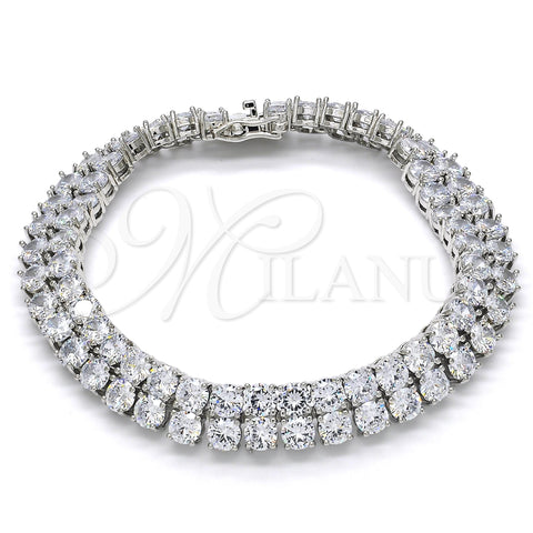 Rhodium Plated Tennis Bracelet, with White Cubic Zirconia, Polished, Rhodium Finish, 03.284.0016.1.09 (10 MM Thickness, 9 Inches Length)