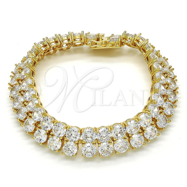 Oro Laminado Tennis Bracelet, Gold Filled Style with White Cubic Zirconia, Polished, Golden Finish, 03.284.0017.08 (12 MM Thickness, 8 Inches Length)