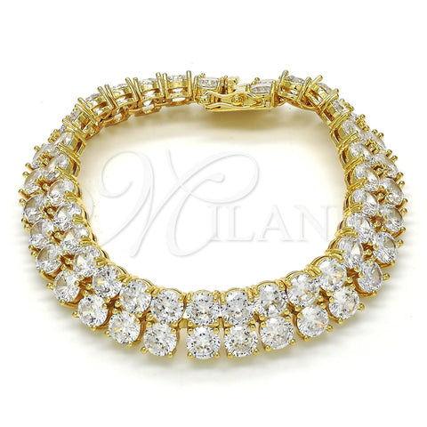 Oro Laminado Tennis Bracelet, Gold Filled Style with White Cubic Zirconia, Polished, Golden Finish, 03.284.0017.08 (12 MM Thickness, 8 Inches Length)