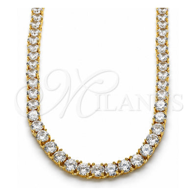 Oro Laminado Fancy Necklace, Gold Filled Style with White Cubic Zirconia, Polished, Golden Finish, 04.284.0005.24 (06 MM Thickness, 24 Inches Length)