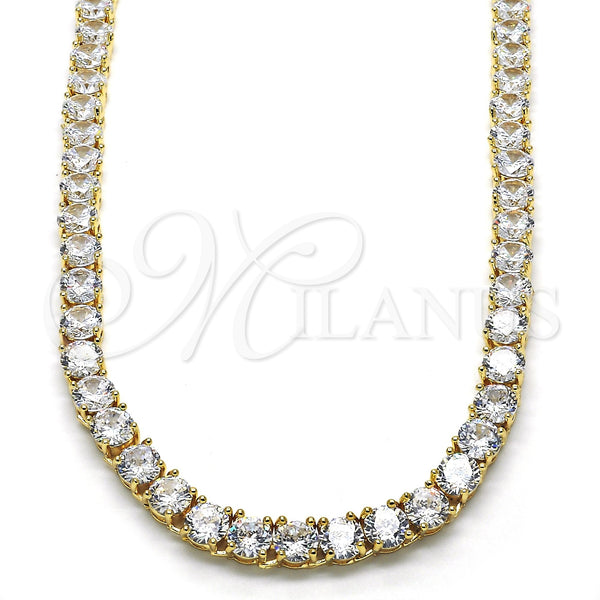 Oro Laminado Fancy Necklace, Gold Filled Style with White Cubic Zirconia, Polished, Golden Finish, 04.284.0005.24 (06 MM Thickness, 24 Inches Length)