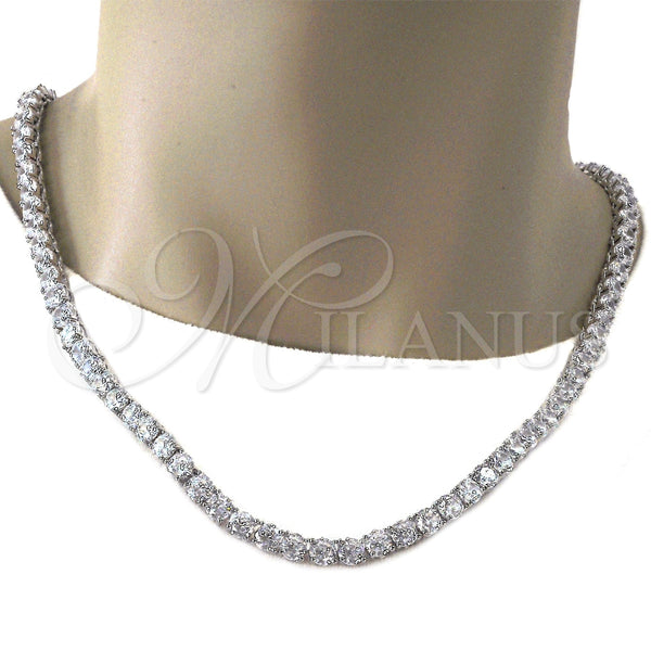 White Gold Filled Necklace — Fancy Necklace with White Cubic Zirconia Polished 04. — alternate product view — SKU 121493 | Oro Laminado Blanco collar — elegante Necklace with blanco Cubic Zirconia pulido 04. — SKU 121493