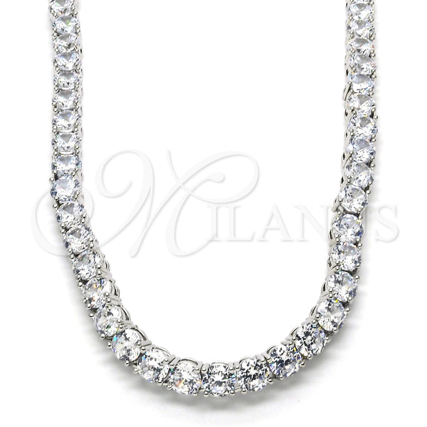 White Gold Filled Necklace — Fancy Necklace with White Cubic Zirconia Polished 04. — main product view — SKU 121493 | Oro Laminado Blanco collar — elegante Necklace with blanco Cubic Zirconia pulido 04. — SKU 121493