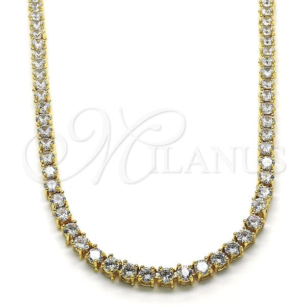Oro Laminado Fancy Necklace, Gold Filled Style with White Cubic Zirconia, Polished, Golden Finish, 04.284.0006.24 (04 MM Thickness, 24 Inches Length)