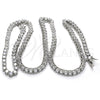 Rhodium Plated Fancy Necklace, with White Cubic Zirconia, Polished, Rhodium Finish, 04.284.0006.1.24 (04 MM Thickness, 24 Inches Length)