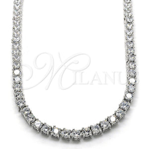 White Gold Filled Necklace — Fancy Necklace with White Cubic Zirconia Polished 04. — main product view — SKU 121497 | Oro Laminado Blanco collar — elegante Necklace with blanco Cubic Zirconia pulido 04. — SKU 121497