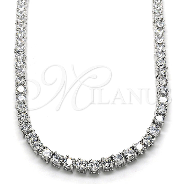 White Gold Filled Necklace — Fancy Necklace with White Cubic Zirconia Polished 04. — main product view — SKU 121497 | Oro Laminado Blanco collar — elegante Necklace with blanco Cubic Zirconia pulido 04. — SKU 121497