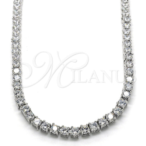 Rhodium Gold Filled Fancy Necklace, with White Cubic Zirconia, Polished, Rhodium Finish, 04.284.0006.1.24 (04 MM Thickness, 24 Inches Length)