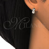Sterling Silver Stud Earring, Pineapple Design, with Green and White Micro Pave, Polished, Raw, 02.285.0036