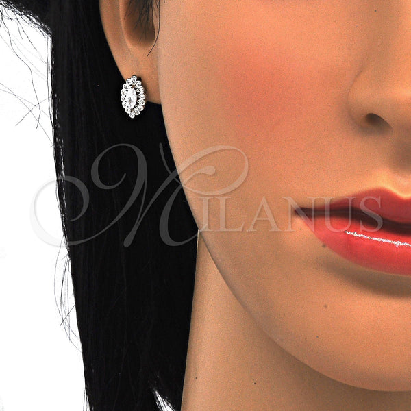 Sterling Silver Ring — Stud Earring with White Cubic Zirconia Polished Raw — alternate product view — SKU 121499 | Plata 925 anillo — Stud Earring with blanco Cubic Zirconia pulido Raw — SKU 121499