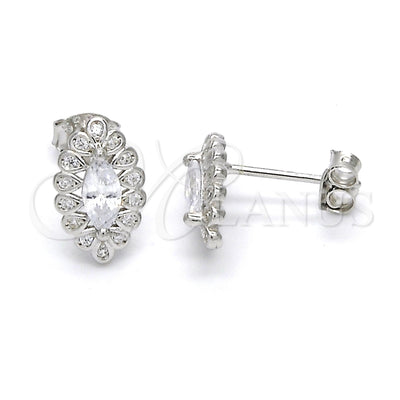 Sterling Silver Stud Earring, with White Cubic Zirconia, Polished, Raw, 02.285.0037 for wholesale, main product view