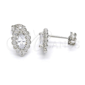 Sterling Silver Ring — Stud Earring with White Cubic Zirconia Polished Raw — main product view — SKU 121499 | Plata 925 anillo — Stud Earring with blanco Cubic Zirconia pulido Raw — SKU 121499