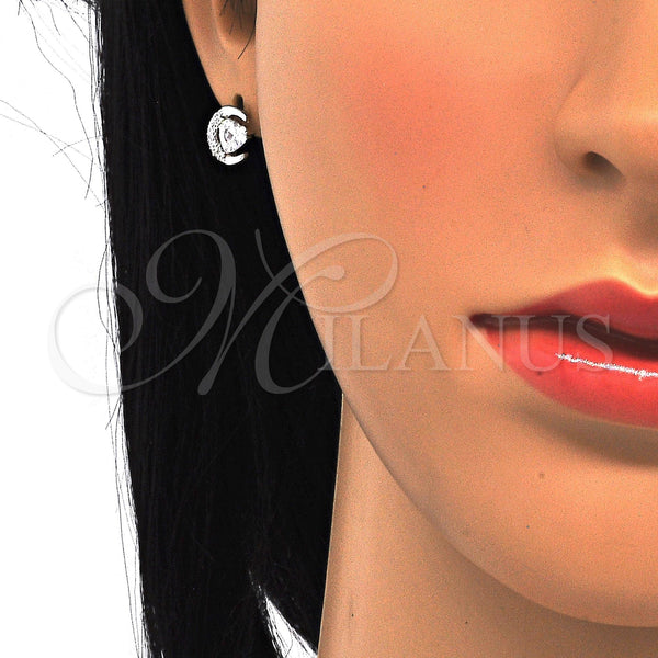 Sterling Silver Ring — Stud Earring Heart Design with White Cubic Zirconia — alternate product view — SKU 121500 | Plata 925 anillo — Stud Earring corazón diseño with blanco Cubic Zirconia — SKU 121500