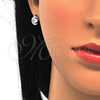 Sterling Silver Stud Earring, Heart Design, with White Cubic Zirconia, Polished, Raw, 02.285.0038