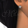 Sterling Silver Stud Earring, Heart Design, with White Cubic Zirconia, Polished, Raw, 02.285.0038