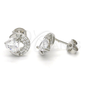 Sterling Silver Ring — Stud Earring Heart Design with White Cubic Zirconia — main product view — SKU 121500 | Plata 925 anillo — Stud Earring corazón diseño with blanco Cubic Zirconia — SKU 121500