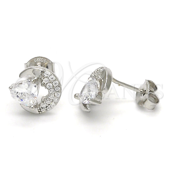 Sterling Silver Ring — Stud Earring Heart Design with White Cubic Zirconia — main product view — SKU 121500 | Plata 925 anillo — Stud Earring corazón diseño with blanco Cubic Zirconia — SKU 121500
