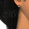 Sterling Silver Stud Earring, with White Cubic Zirconia, Polished, Rose Gold Finish, 02.285.0046
