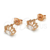 Sterling Silver Stud Earring, with White Cubic Zirconia, Polished, Rose Gold Finish, 02.285.0046