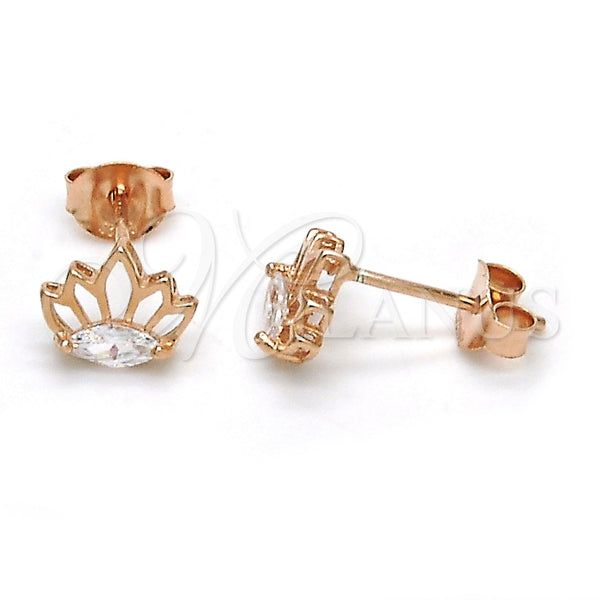 Sterling Silver Ring — Stud Earring with White Cubic Zirconia Polished Rose — main product view — SKU 121513 | Plata 925 anillo — Stud Earring with blanco Cubic Zirconia pulido Rose — SKU 121513