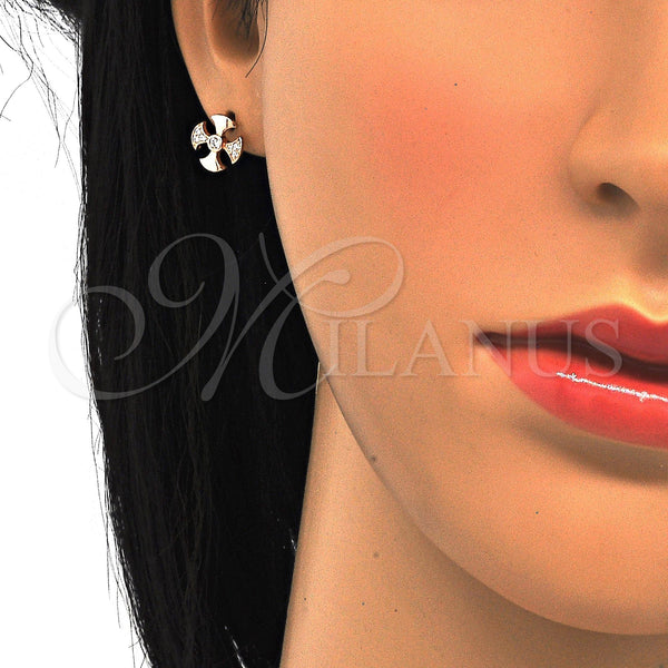 Sterling Silver Ring — Stud Earring with White Cubic Zirconia Polished Rose — alternate product view — SKU 121514 | Plata 925 anillo — Stud Earring with blanco Cubic Zirconia pulido Rose — SKU 121514
