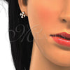Sterling Silver Stud Earring, with White Cubic Zirconia, Polished, Rose Gold Finish, 02.285.0047